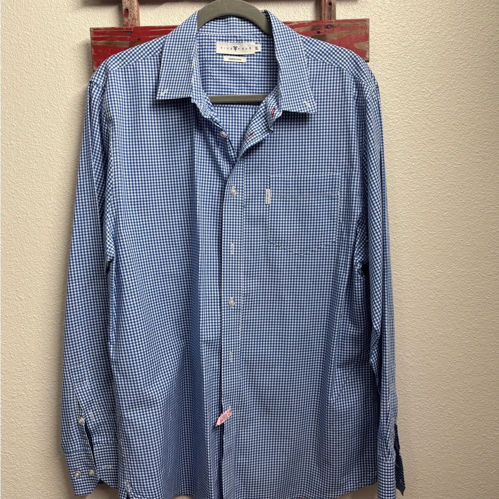 Five Four Blue Casual Button Down‎ Shirt Relaxed Fit